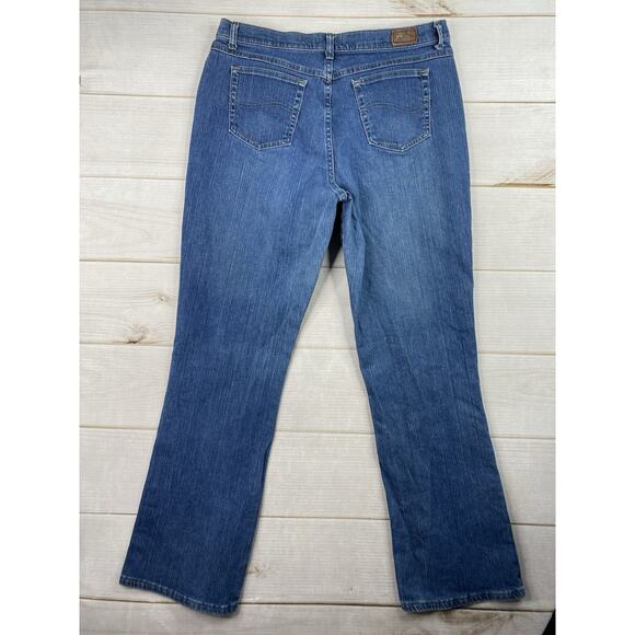 Lee Jeans Womens Size 16 Long Relaxed Bootcut High Rise Stretch Denim Distressed - Picture 10 of 11
